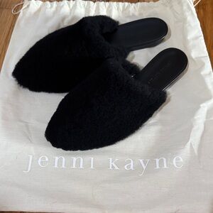 Jenni Kayne Black Fuzzy Slide Mules